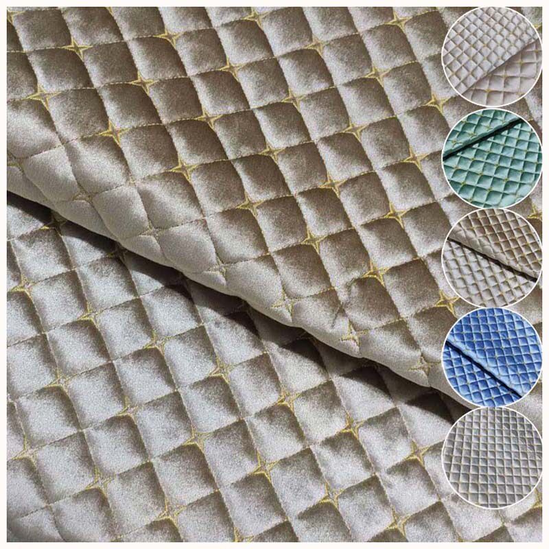 沙发意大利绒绗防滑发布夹棉半成品垫布布料刺绣海绵垫