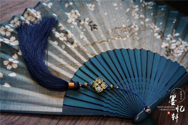 墨忆阙珐古风折扇扇子金银景泰蓝流苏挂坠扇坠笛中国结
