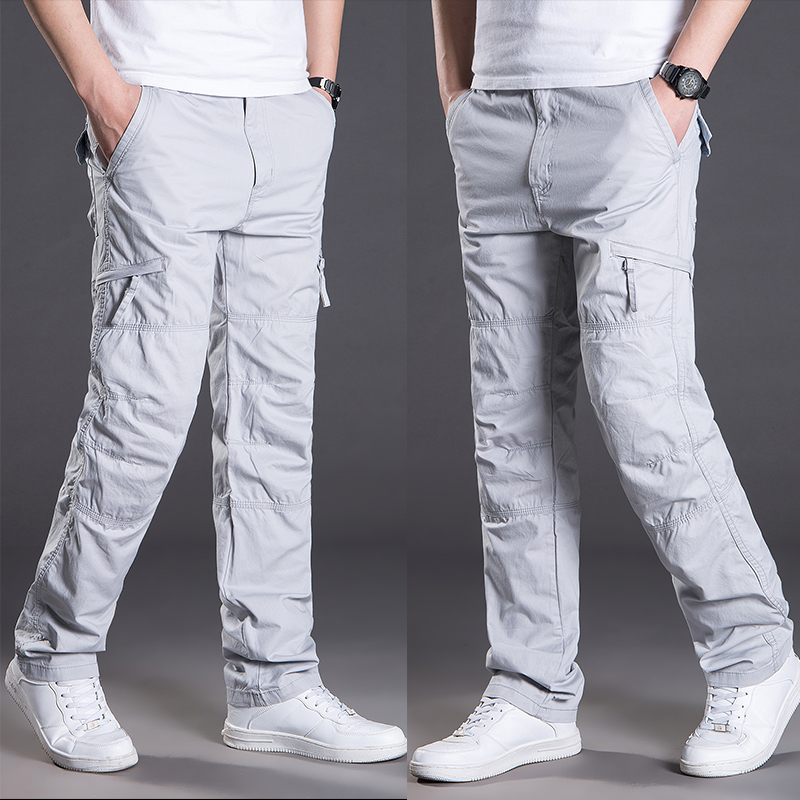 夏季新款多口袋工装裤男士宽松直筒休闲长裤子潮大码运动户外男裤