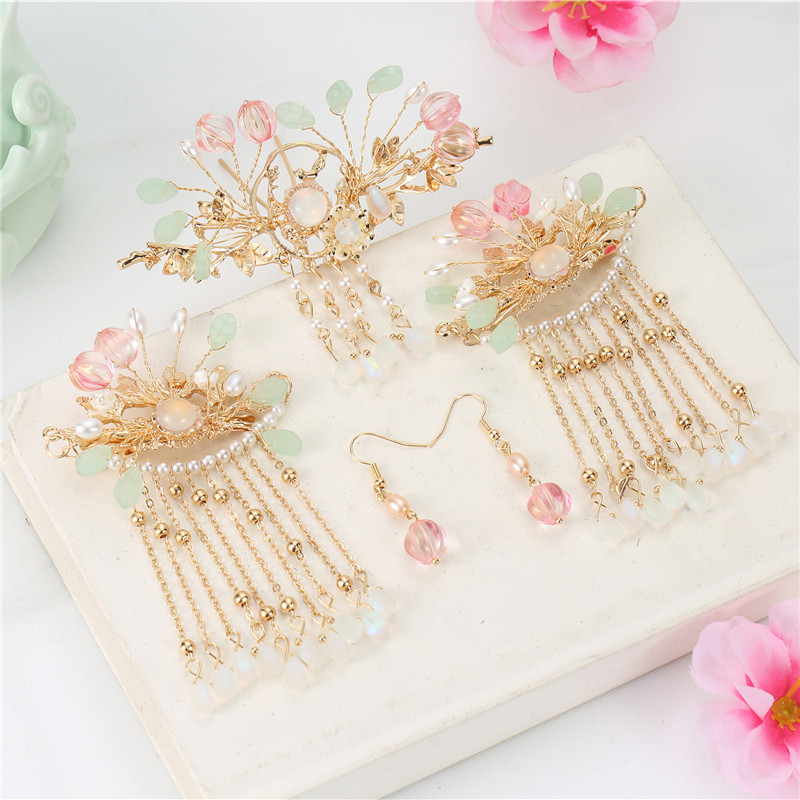 儿童汉服头饰古风公主主流苏发套装女童古装发饰