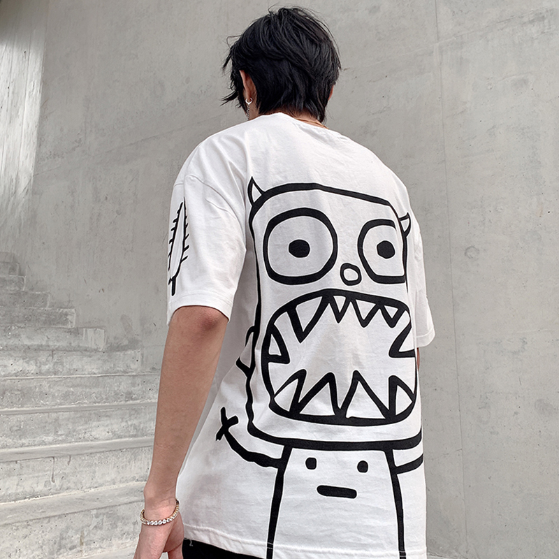 missas买手设计师calmmind潮流小怪兽涂鸦纯色t2020春夏t恤