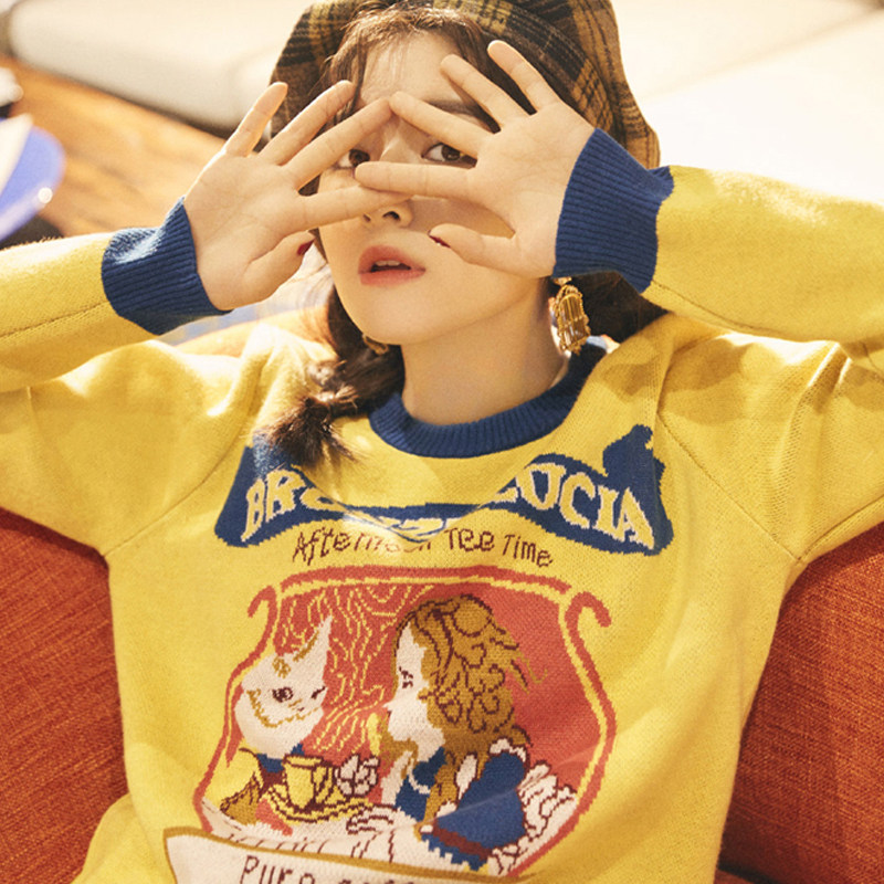 设计师bronzelucia李兰迪兰迪同款复古可爱羊毛毛衣毛衣