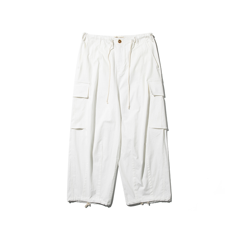 UrbanStandard日系白色工装裤男潮牌直筒宽松束脚裤口袋抽绳裤子