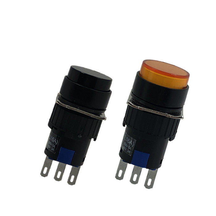 16mm三泉lay72l16a按钮开关3脚复位lay7211自锁按钮