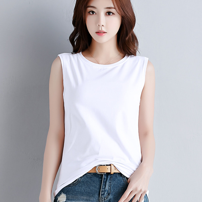 吊带穿潮上衣无袖白色运动坎肩宽松恤外背心背心吊带