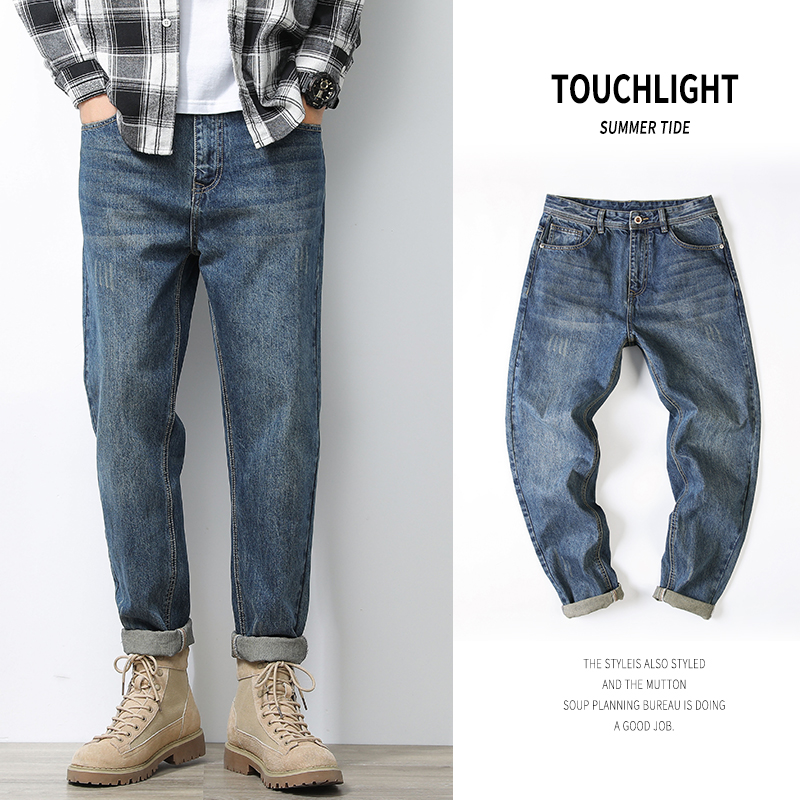 2022年春秋季新款牛仔裤男士直筒宽松夏季薄款潮牌复古休闲长裤子