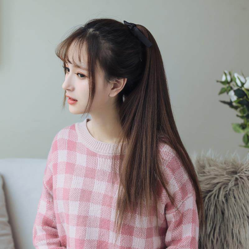 假发直马尾长直发马尾女中长发扎发捆绑式仿真自然蓬松绑高辫子