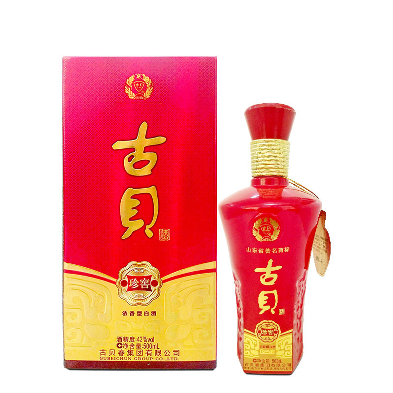 古贝白酒浓香香型42度珍窖500ml6瓶红色整箱国产白酒