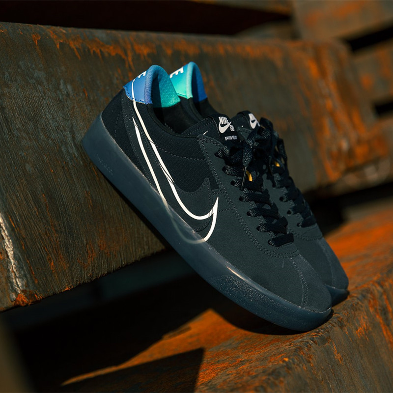 正品耐克Nike SB Bruin React T新款双钩黑曜石蓝果冻底滑板鞋男