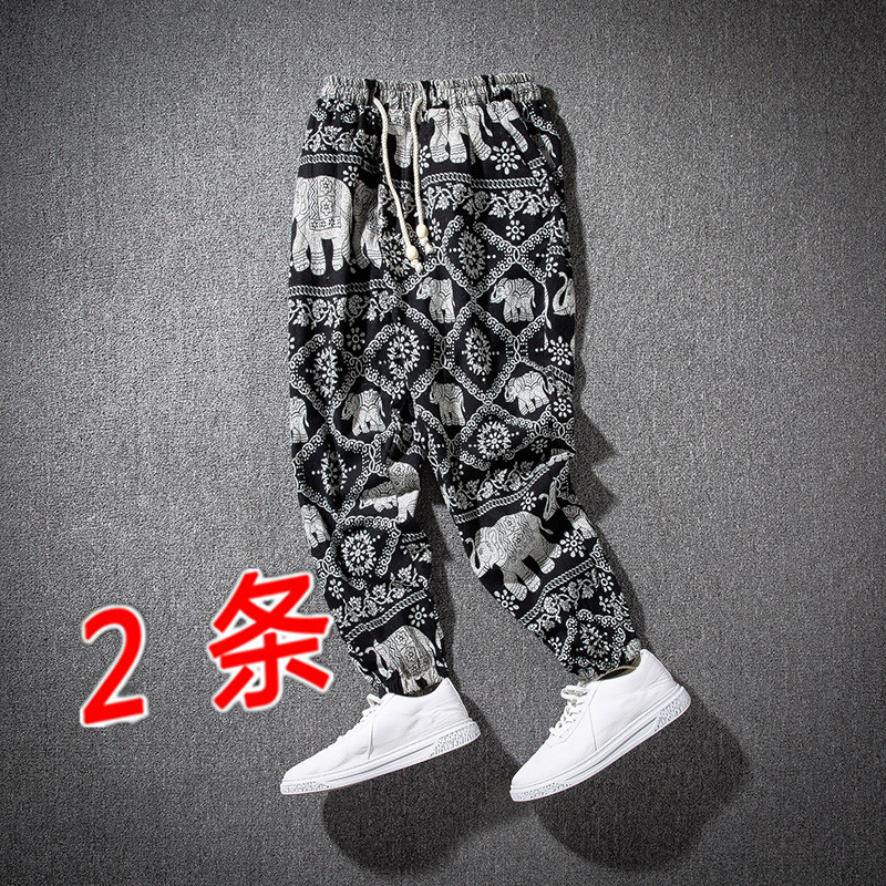 泰国瑜伽灯笼裤子夏季波西米亚宽松阔腿大象花沙滩长裤