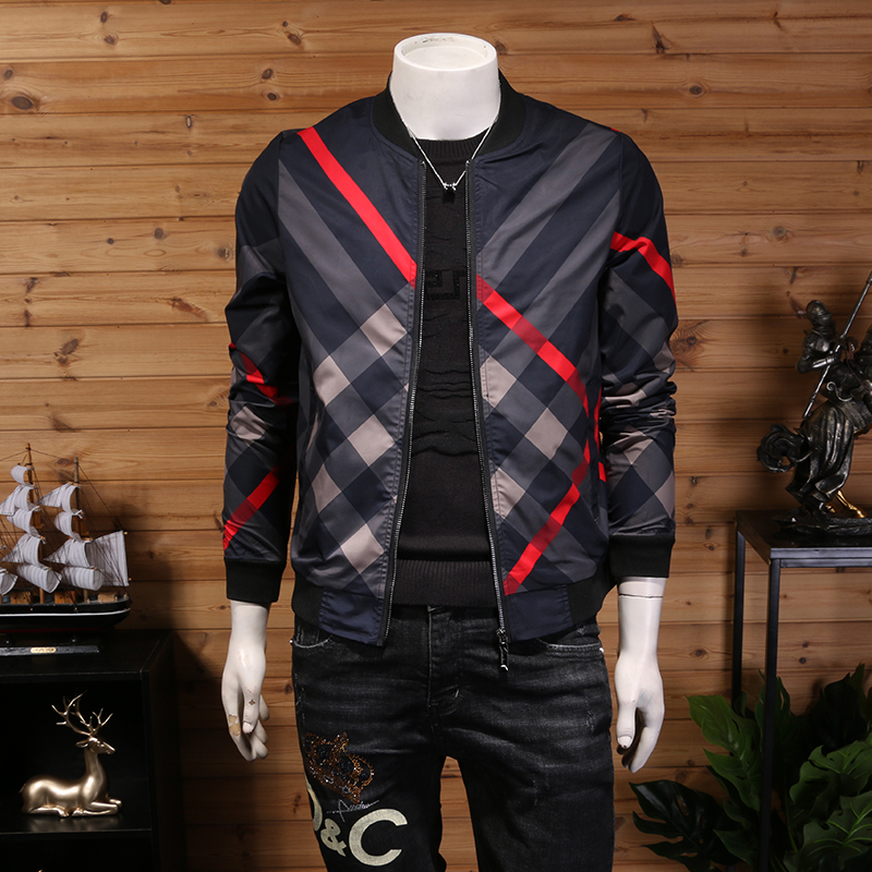 欧洲站秋季潮牌印花夹克男修身帅气小衫休闲薄款春秋外套男装衣服