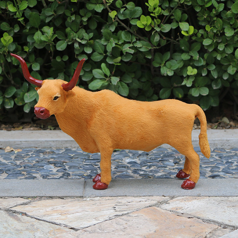 摆件仿真真牛动物模型黄牛标本宴席布景装饰品摆件