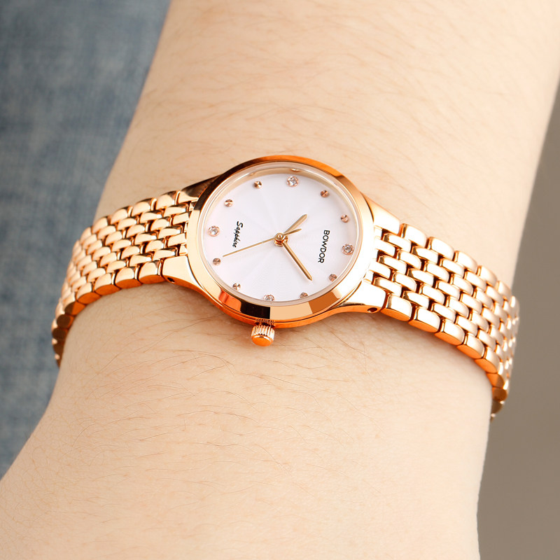 手表宝舵正品时尚简约新款小盘女表石英表超薄防水国产腕表