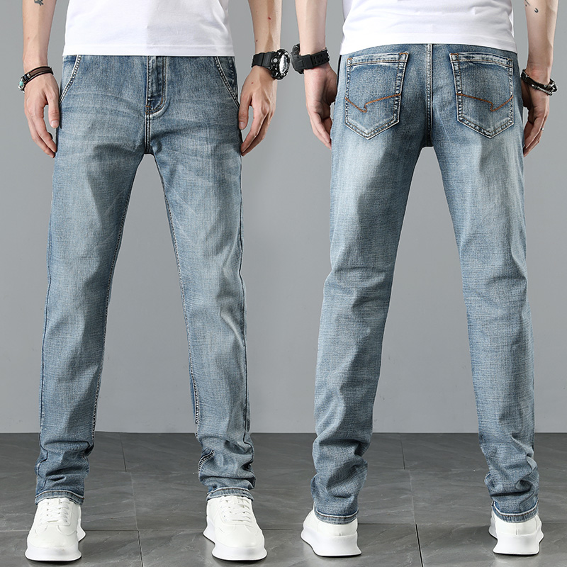 浅色牛仔裤男夏季薄款直筒宽松高端潮牌休闲长裤百搭男款裤子春秋