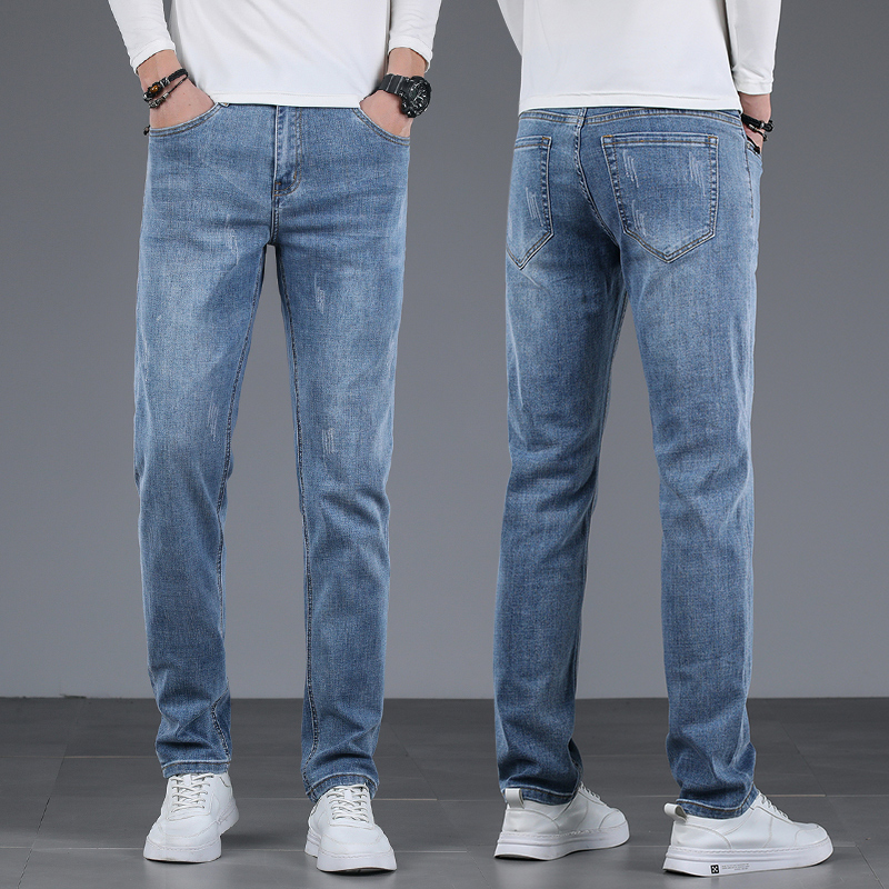 春季高端浅色牛仔裤男士轻奢直筒宽松潮牌休闲长裤男款裤子春秋款