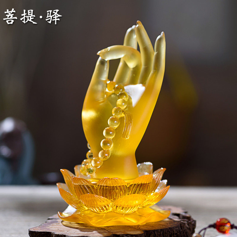 摆件古法琉璃数珠佛手观音中国国风禅指装饰家居摆件