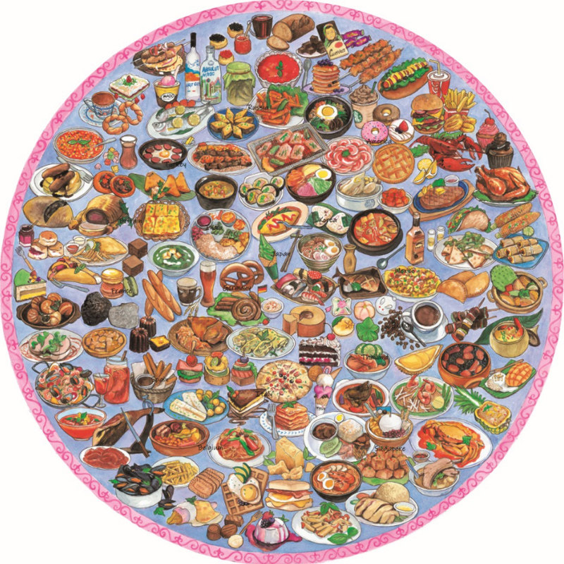 世界美食白卡纸纸质拼图1000片成年超难减压大型拼图