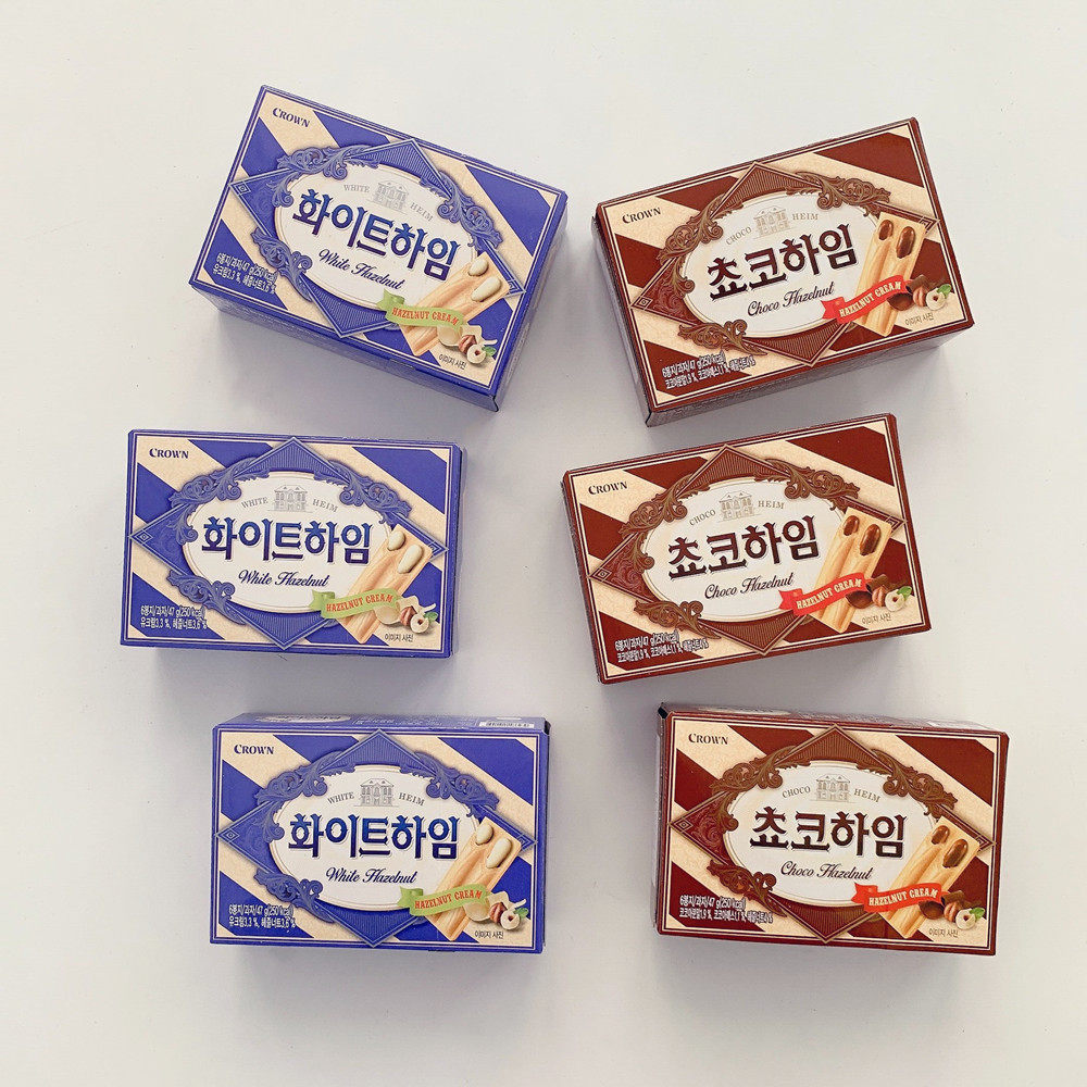韩国进口零食食品crown克丽奶油蛋卷巧克力威化夹心饼干