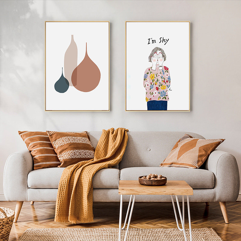 小众小清新莫兰兰迪装饰画现代简约餐厅壁画ins卧室现代装饰画