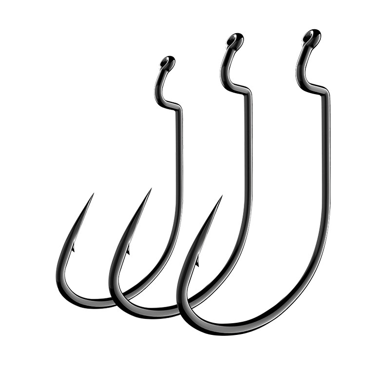 川泽宽腹曲柄钩路亚钓鱼钩套装软饵钩德州钓组打黑鲈鱼倒钓钩倒刺