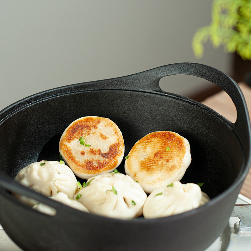 炸锅铸铁煎锅平底锅加厚不粘锅家用加深煎炸水煎包煎锅