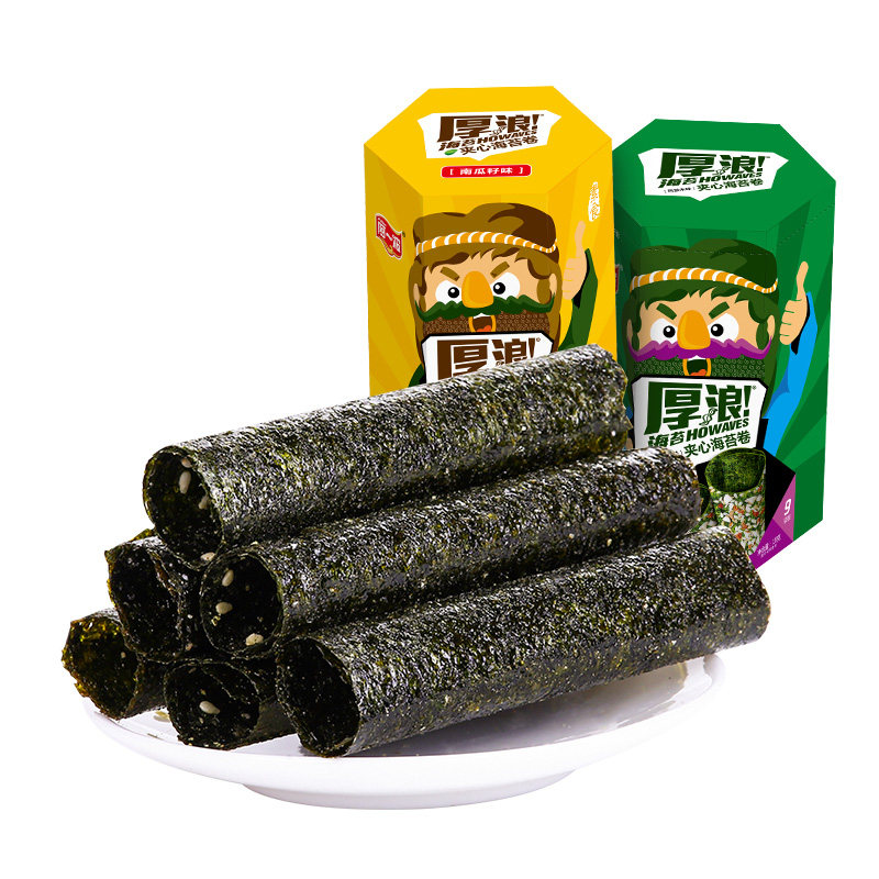 【厚浪夹心海苔卷36g】休闲儿童小零食烤海苔海味寿司海苔即食