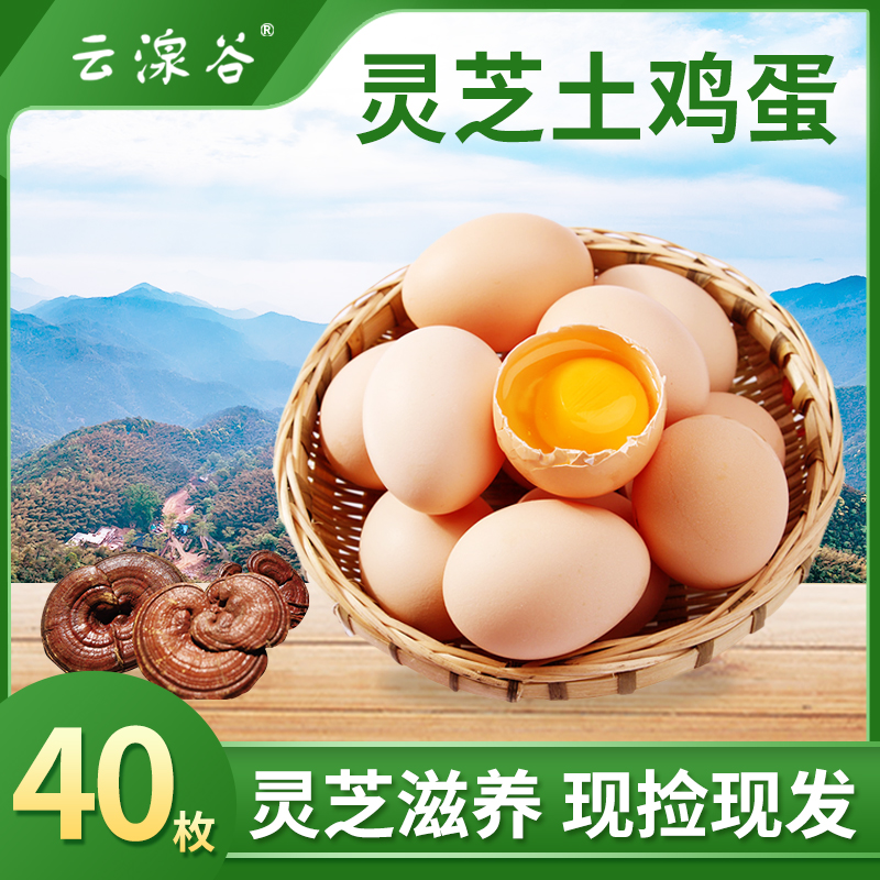 鸡蛋湶谷有机灵芝土鸡整箱40枚新鲜草鸡农家鸡蛋