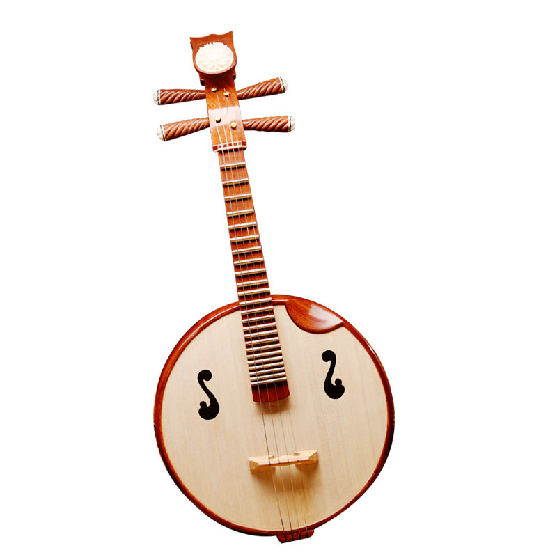 高档二十四桥红木木牛骨中素面中阮民族乐器送阮箱阮