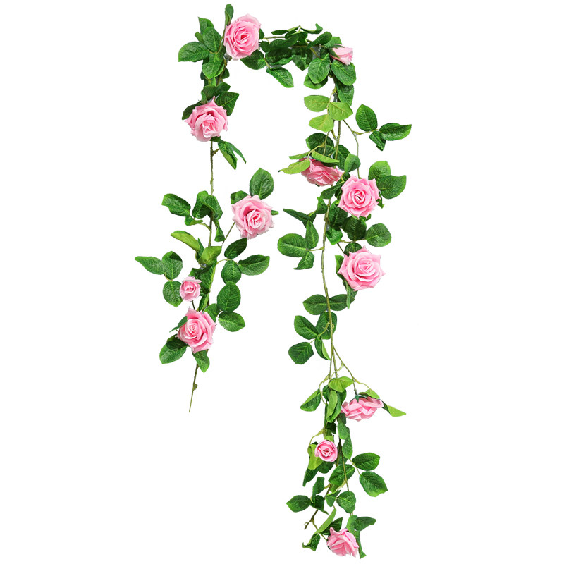 假玫瑰花藤仿真藤条墙面装饰花缠绕空调暖气管道遮挡藤蔓植物吊顶