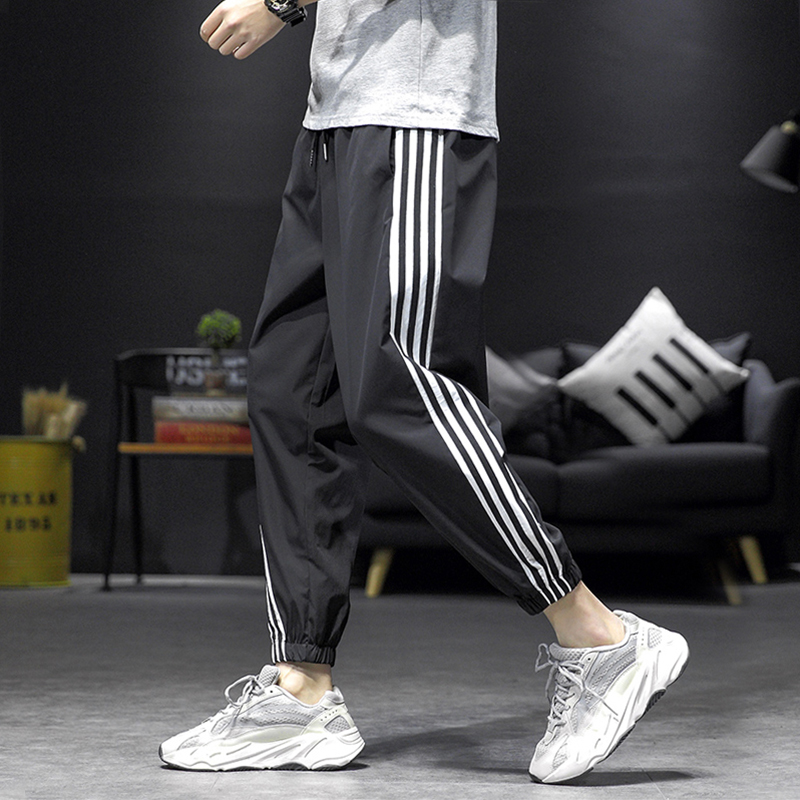 冰丝男裤子夏薄新款潮牌九分休闲长裤韩版潮流宽松百搭束脚运动裤