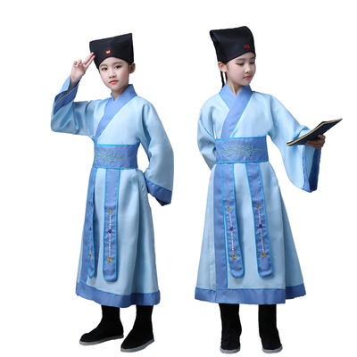 古装汉服书童书生孔子服装男童教书先生国学弟子儿童演出服 原价49元