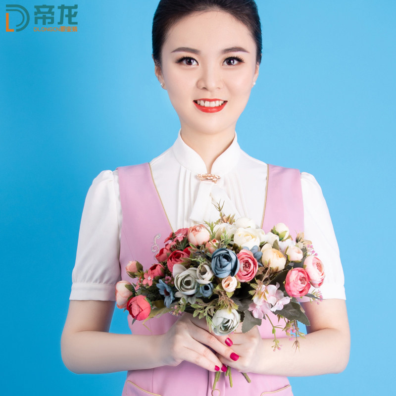 吉祥航空制服职业套装空姐空乘粉色美容院导购前台职业女裙套装