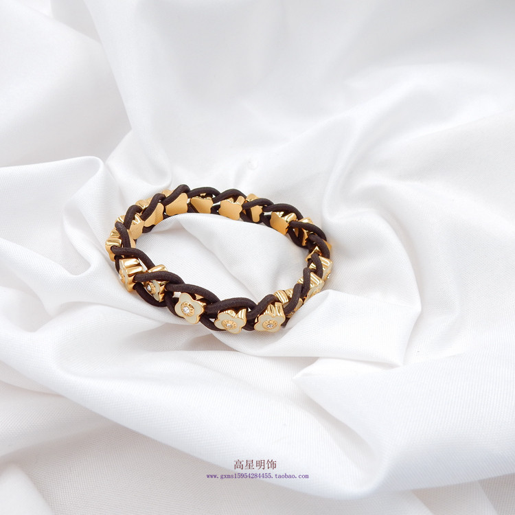 henribendel高级金属感金色弹力线珐琅水晶logo女高贵奢华手镯51