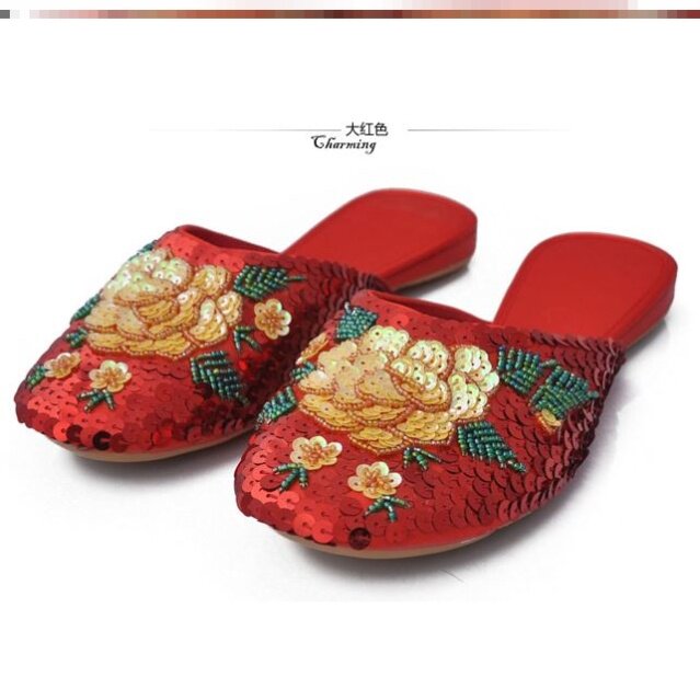 马来西亚珠娘惹鞋绣鞋小娘惹珠拖鞋新加坡包头拖