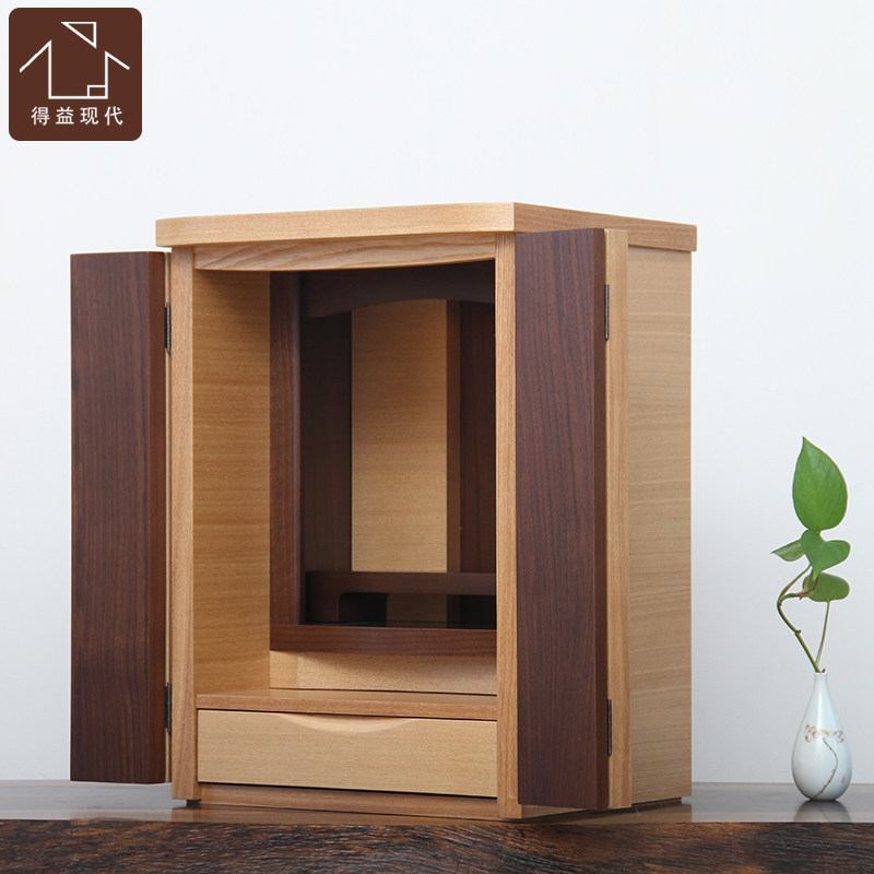 日式带门佛龛拼色现代简约家用小佛龛财神龛禅意供柜壁挂龛