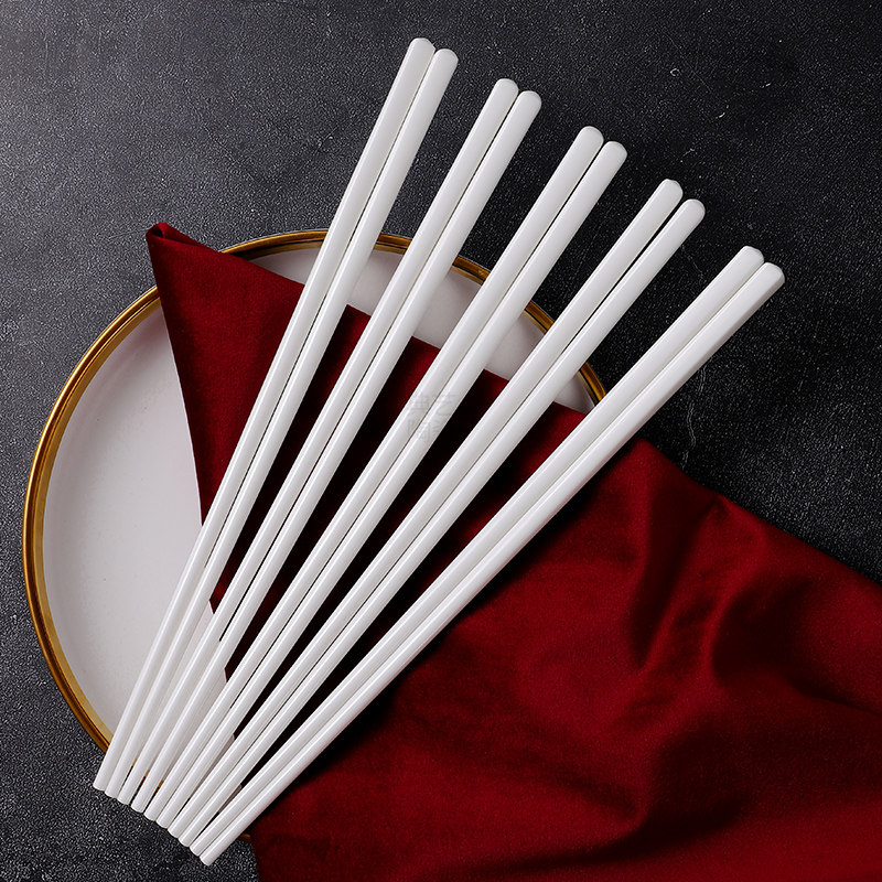 【筷子】纯白陶瓷筷子家用餐具环保10双快子健康耐高温易清