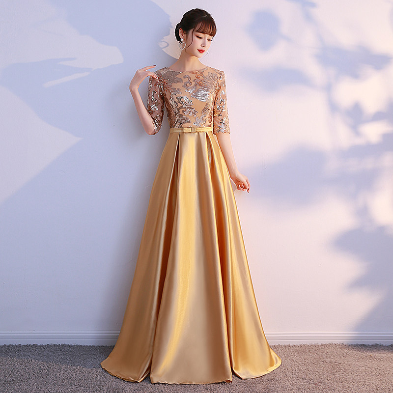 演出服合唱团晚会主持人礼服2022新款独唱大合唱长裙礼服