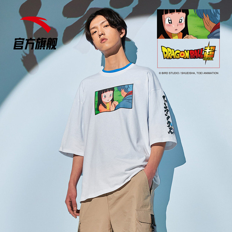 安踏龙珠超联名短袖2020春季新款情人节套头圆领五分袖男女同款t￥159