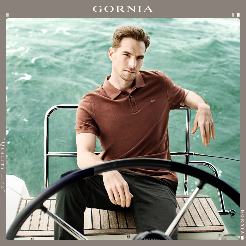 GORNIA/格罗尼雅男士短袖T恤衫时尚休闲棉质舒适百搭中年Polo衫