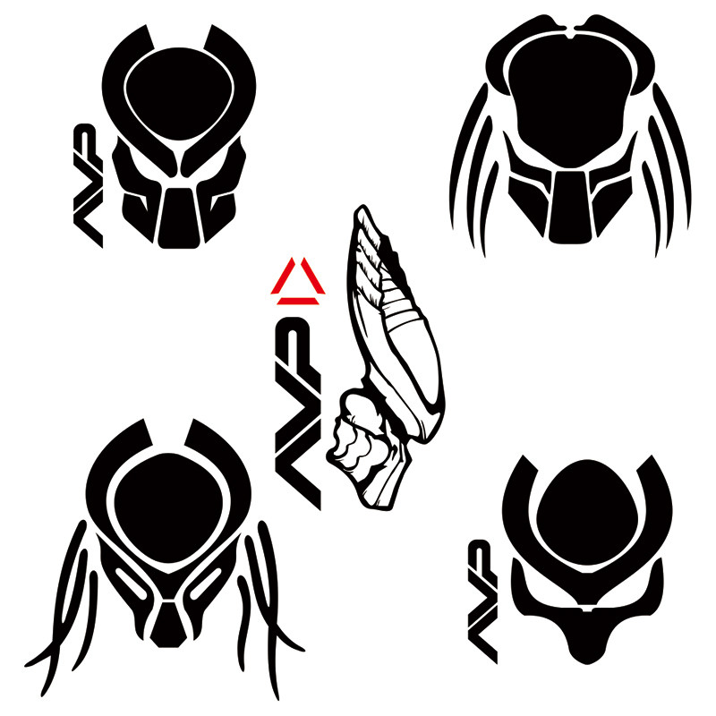 铁血战士predator头像标志反光贴纸网红油箱电动汽车装饰贴