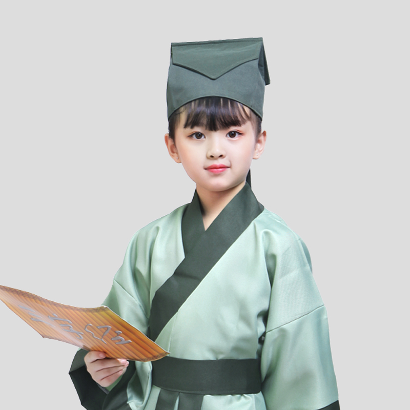 汉服红宝石帽子儿童古代书生学童国学三字经弟子帽子