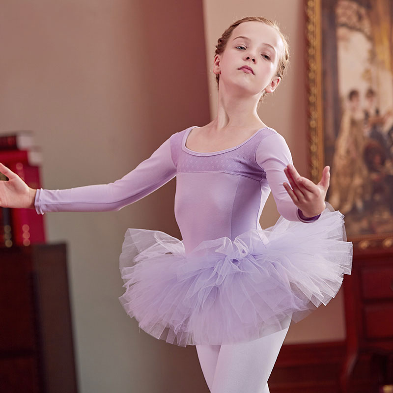 儿童舞蹈纱裙秋冬季长袖女童芭蕾跳舞少儿女孩儿童演出服