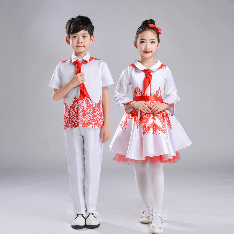 儿童合唱服演出服我是红领巾表演服中小学生红歌朗诵服装少先队员