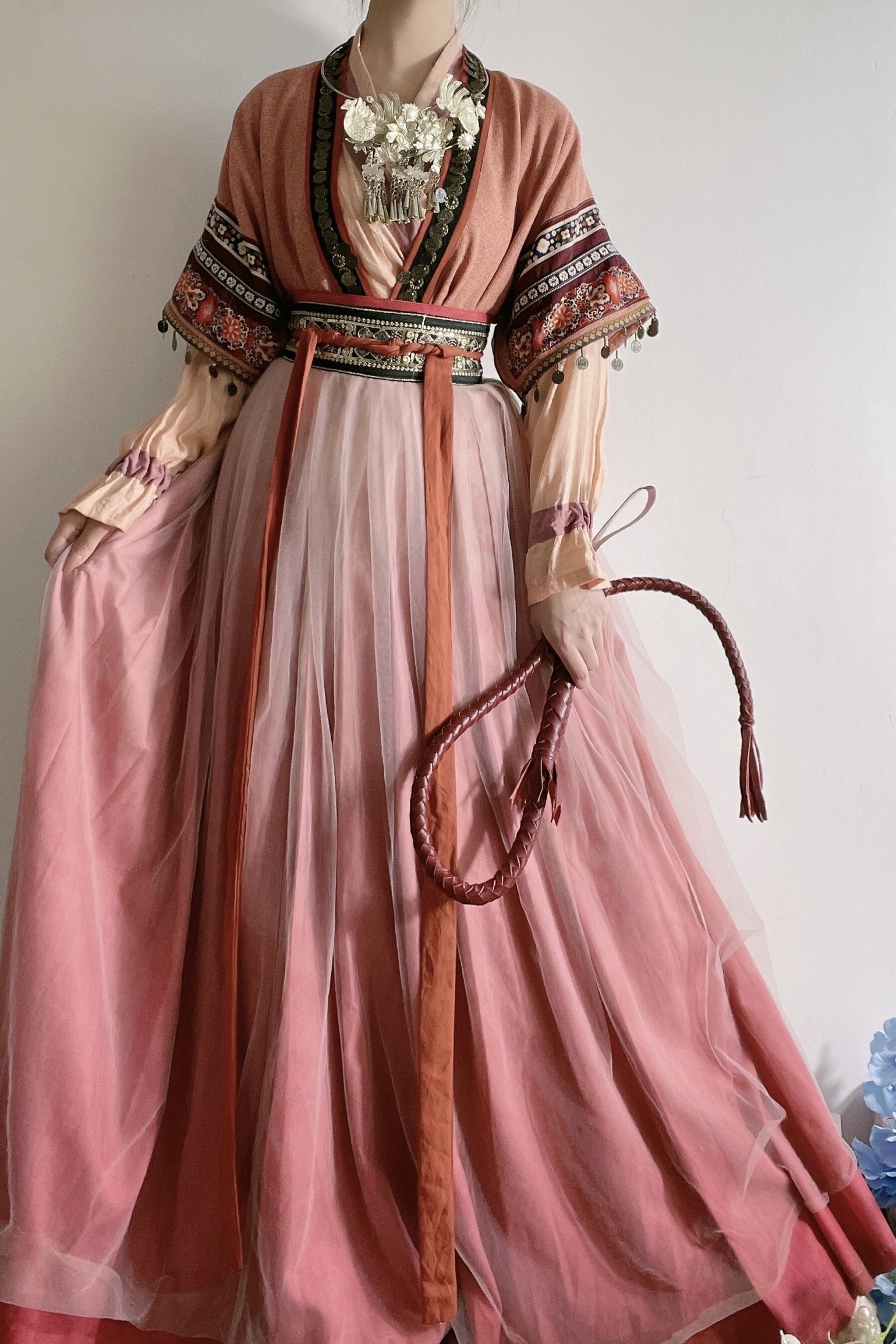 汉服女款念奴宋制半袖褶苗疆女子少女民族风春夏汉服