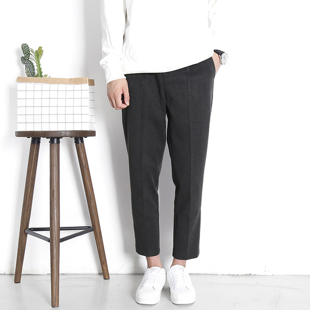 Woolen pants men's autumn and winter straight thick casual pants men's ninth pants Korean trend casual suit pants men's loose Woolen pants men's autumn and winter straight thick casual pants men's ninth pants Korean trend casual suit pants men's loose