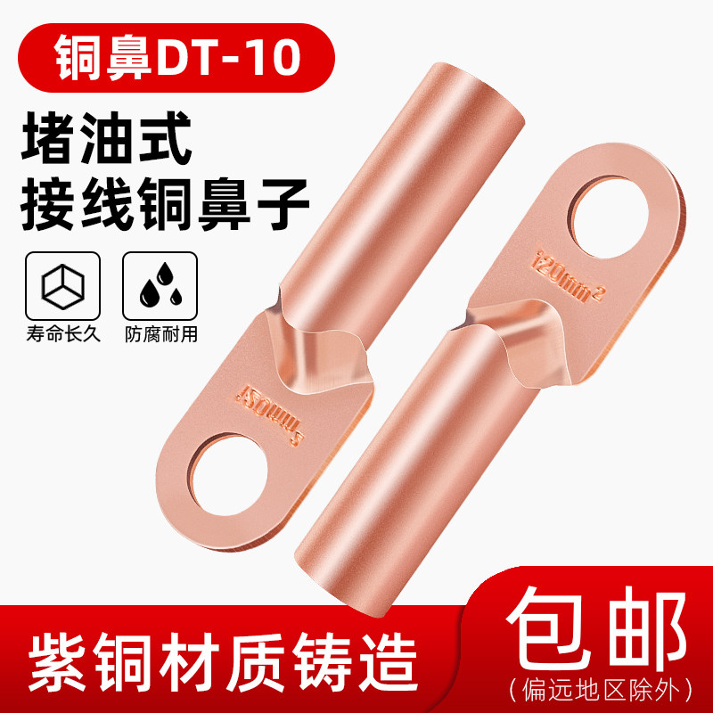 dt10平方铜鼻鼻子接线端子铜线电缆堵油接头接线接线端子