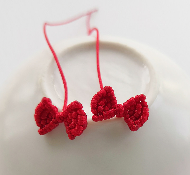 红绳蝴蝶结耳线小人手工编织饰品时尚气质百搭耳线