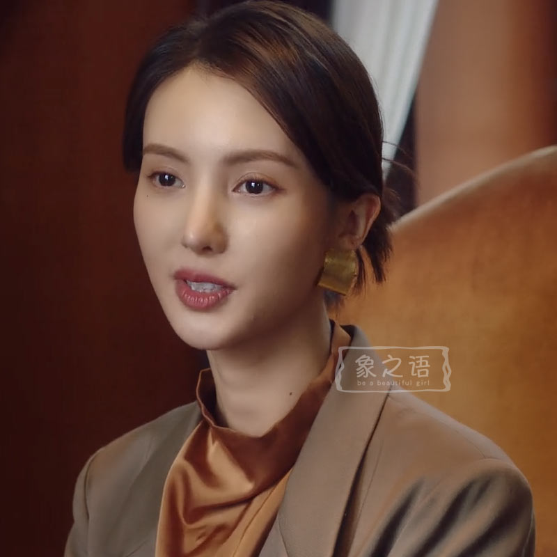 了不起女孩金晨同耳钉沈思拉丝金属设计耳环