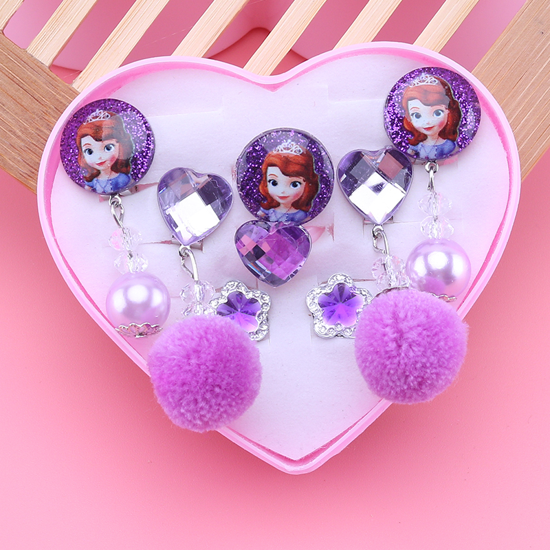 儿童耳环无耳洞无痛宝宝公主可爱卡通女童耳坠耳夹女孩耳饰品礼物