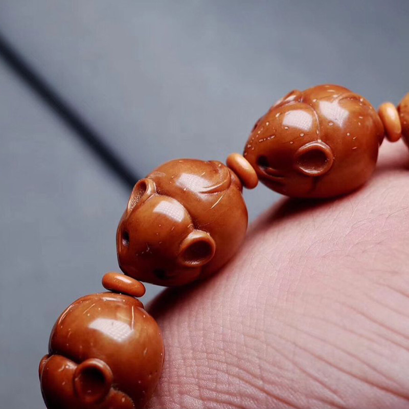 紫金金鼠招财雕刻小老鼠手串菩提提子文玩鼠钱佛珠